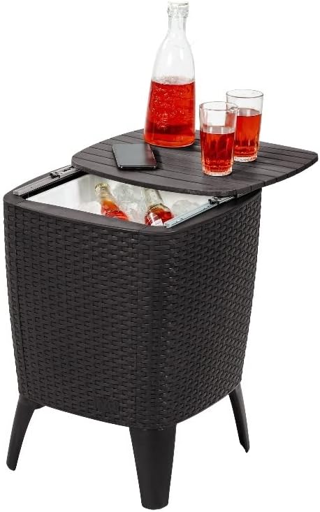 Inval 492-WEN Capri Outdoor Side Table with Beverage Cooler, Espresso