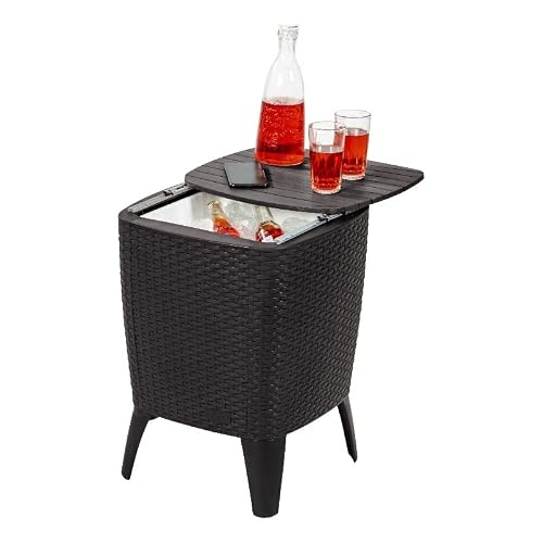 Inval 492-WEN Capri Outdoor Side Table with Beverage Cooler, Espresso