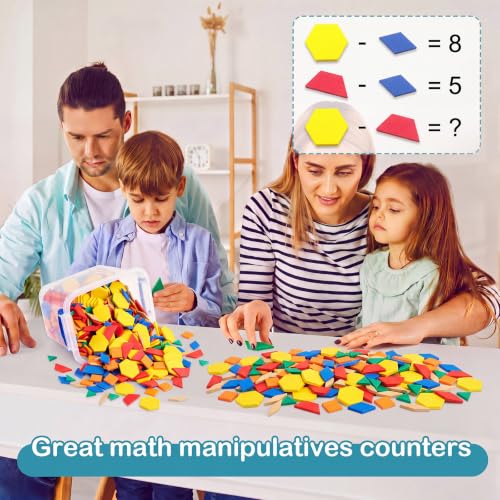 Image of Jexine 800 Pcs 6 Styles Foam Counters Color Tiles Color Sorting Tiles, Math Counters, Sorting Toy, 3D Shapes Manipulatives, Counting, Learning, Classroom Crafts, Bingo for Kids with Storage Box