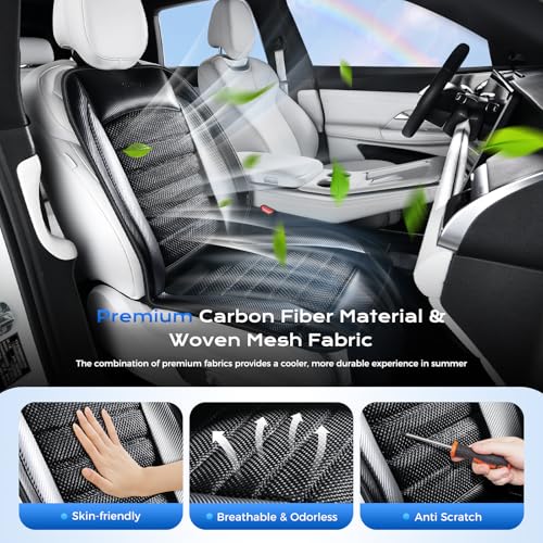 Image of Coverado Cooling Car Seat Cover, Ventilated Seat Cushion for Summer, Cooling Car Seat Pad with Dual Powerful Turbo Fans Universal Fit for Sedan SUV Truck Van, Gray
