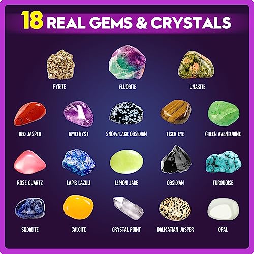 Xxtoys Gemstone Dig Kit - Dig Up 18 Real Gemstones And Crystals - Science Kits For Kids, Stem Toys For Age 6-8, Great Educational Geology Gifts For Boys & Girls Ages 5-7 #TOP3