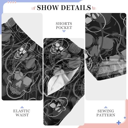 ZZXXB Skull Pattern Boys Long Pants Soft Trousers Elastic Waist Kids Lounge Bottoms with Pockets S-XL4