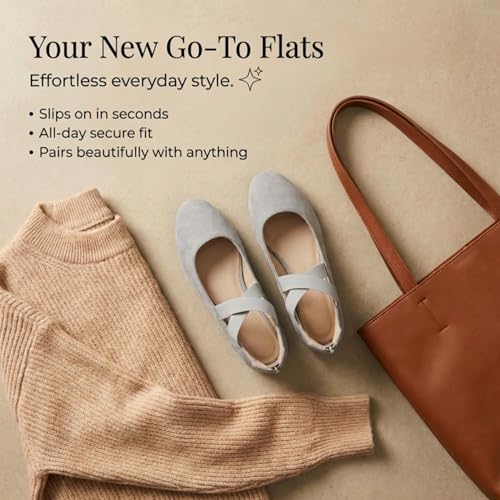 Image of EMMA NEW YORK Ankle Strap Flats for Women, Women Flat Ballerina Shoes, Women's Ballet Flats with Strap