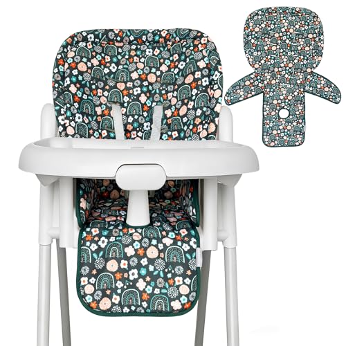 Baby High Chair Cover Machine Washable High Chair Cushion Pad Waterproof & Soft Fits 3-5 Point Harness Chairs High Chair Replacement Cover for Home & Restaurant Use Green