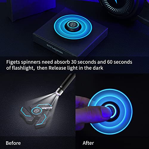 Image of Fidget Spinners, Fidget Spinners Toy, Stress Anxiety ADHD Relief Figets Toy, Spinner Gifts for Adults and Kids, Metal Finger Hand Toy with Luminous Light, Absorb Solar Light Then Release in Dark
