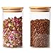 EZOWare Set of 6 Airtight Glass Food Jars with Natural Bamboo Lids, 15.2oz + 24oz Kitchen Clear Canister Storage Container Set for Storing Candy, Cookie, Rice, Sugar, Flour, Spices, Nuts, Coffee
