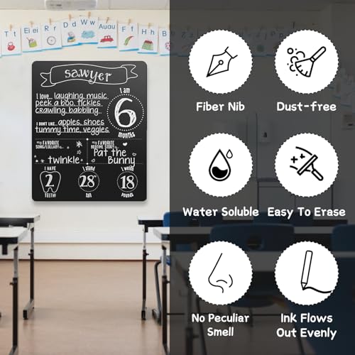 WISYOK Kreidestift Weiß, 1 Kreidemarker Weiss, Weißwandstifte, Flipchart Stifte, Folienstift Wasserlöslich, Kreidestifte für Tafel Abwaschbar, Whiteboard Marker, Weiße, 6 mm Wendespitze