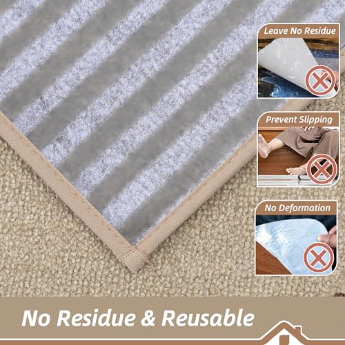 BEQHAUSE Stair Landing Rug Non-Slip 30"x30", Square Stair Landing Mats for Stairs Washable, Carpet Stair Treads Matching Mats for Wooden Steps Indoor Landing Rugs Surface Polyester TPE Backing, Beige by BEQHAUSE - Image 5