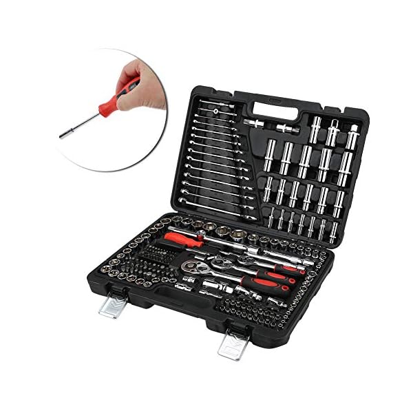 LANTRO JS- 215-teiliges Ratschenschlüssel-Set Kombinationsschlüssel-Werkzeugset 1/4in 3/8in 1/2in-Steckschlüsselsatz… – Bild 7