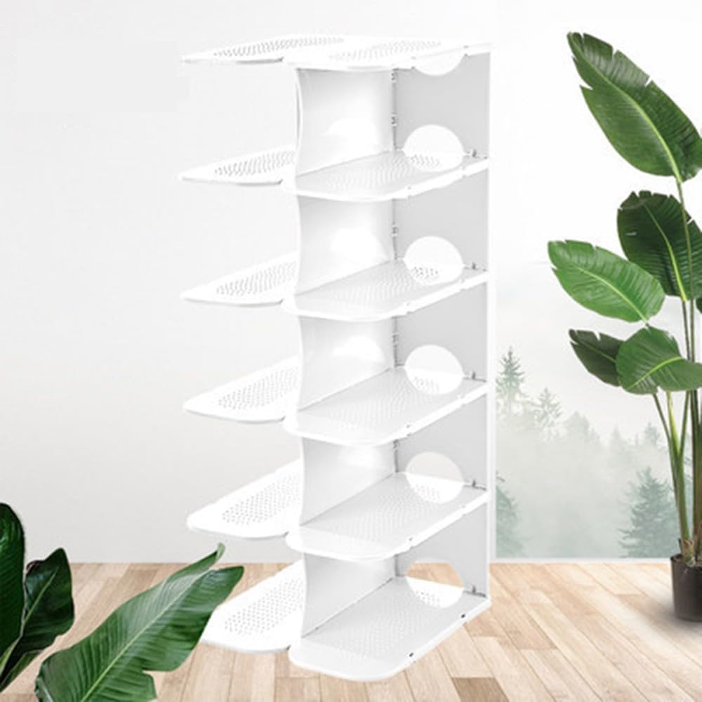 Étagère à chaussures à 5 niveaux et armoire verticale en plastique noir pour espace étroit