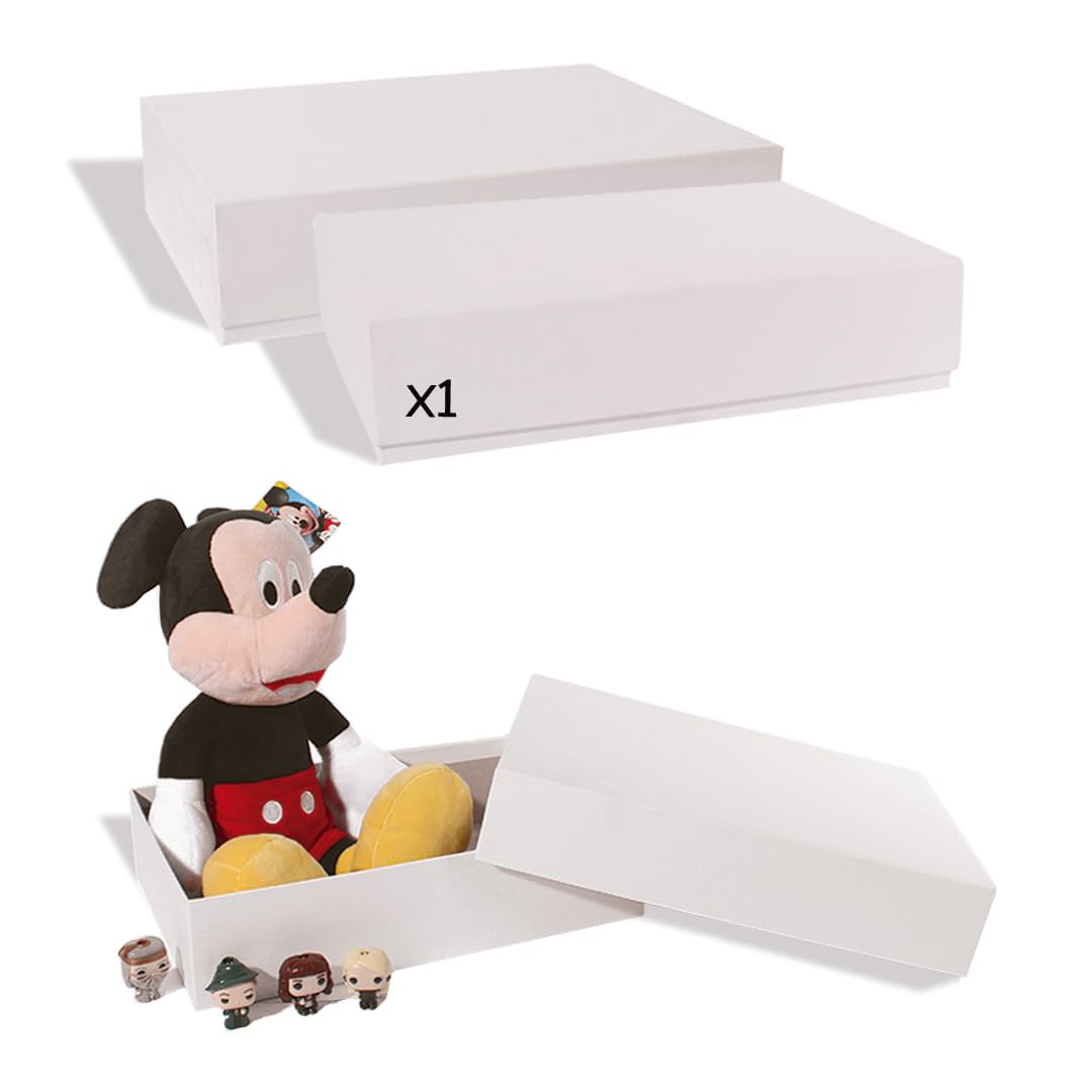 1 Caja de Regalo Grande con Tapa en Cartón Kraft Blanco - 30,2x21,3x7 cm - Caja Decorativa Grande