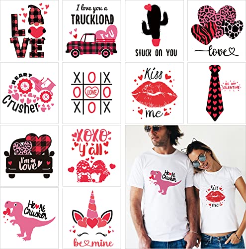12 Pieces Heat Transfer Vinyls Htv Iron On Vinyl Cute Diy Htv Vinyls Colorful Vinyl Sheets Hat Cars Vinyl Paper For Valentine's Day St. Patrick's Day Easter Christmas Crafts Supplies(Classic Style) #TOP28