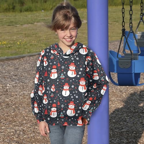 Kids Hoodies Sweaters Christmas Xmas Snowman Hooded Sweatshirts with Big Pockets for Boys Girls B04003374