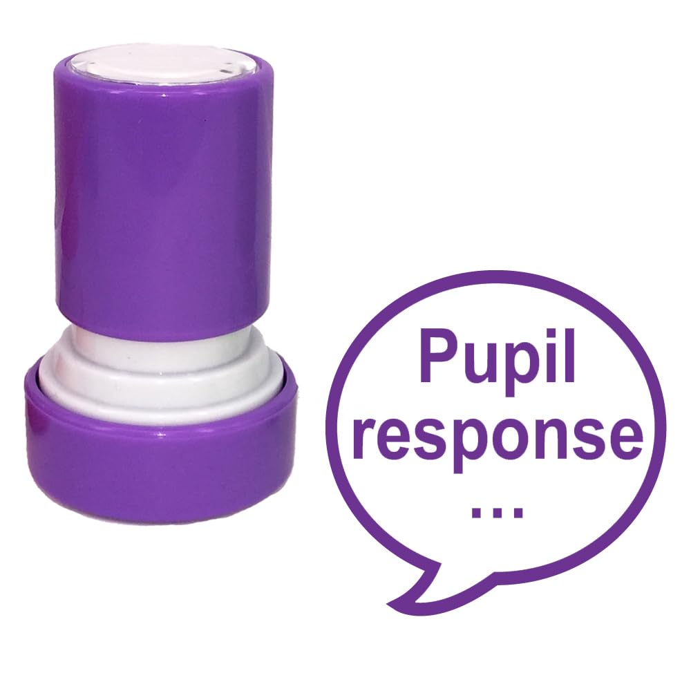 Classroom Capers Purple Pupil Response Teacher Stamp. Self-Inking, 22Mm, Reinkable, Quality Star Stamper For Marking. Ink