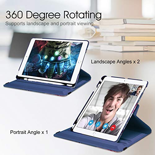 Image of Fintie Rotating Case for iPad 9th Generation (2021) / 8th Generation (2020) / 7th Gen (2019) 10.2 Inch - 360 Degree Rotating Stand Cover with Pencil Holder, Auto Wake Sleep, Pink Hibiscus