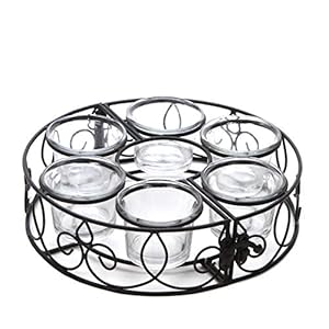 Hosley Patio Tealight Holder 8 Inch Diameter with 6 Glass Candle Holders Ideal for Weddings and Citronella Tealights or Aromatherapy and Spa Settings 05