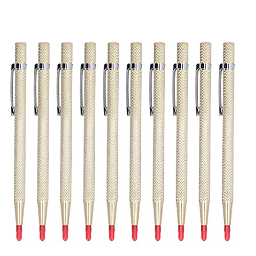 TIKATARER Bolígrafo de Grabado, 10 Bolígrafos de Grabado de Aluminio, Herramienta de Trazado, Trazador de Metal, Punta de Carburo de Tungsteno, Herramienta de Marcado para Cerámica, (GOLD)