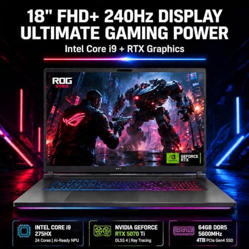 Image of ASUS ROG Strix G18 Gaming AI Laptop Intel Ultra 9 Core RTX 5070Ti 64GB 4TB