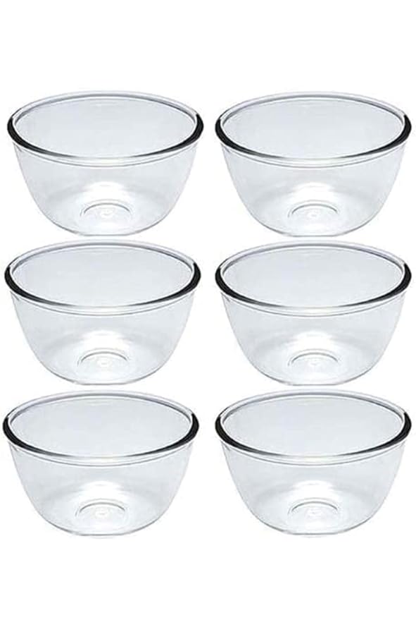 Buy Dinehour Store Glass Bowl Set of 6 Design 160ml Glass Cereal Bowl (Clear, Pack of 6) Online