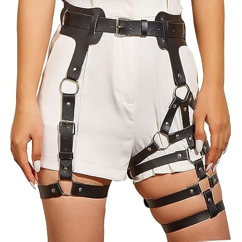 Leather Leg Harness Punk Black Garters Belts Rave Club Party Thigh Holster Leg Chain Body Jewelry for Women Cover