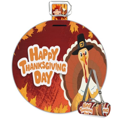 Shimoshe Thanksgiving Maple Turkey Picnic Outdoor Blanket Foldable Waterproof Sandproof Beach Blanket Portable Water-Resistant Round Picnic Mat for Travel Camping Park Lawn