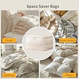 DIMJ Space-Saving Compression Storage Bags - 2 Pack Foldable Duvet Storage Organisers Large Compression Packing Cubes with Clear Window for Moving, Dorm, Down Jackets, Clothes, Bedding (Beige) - Image 7