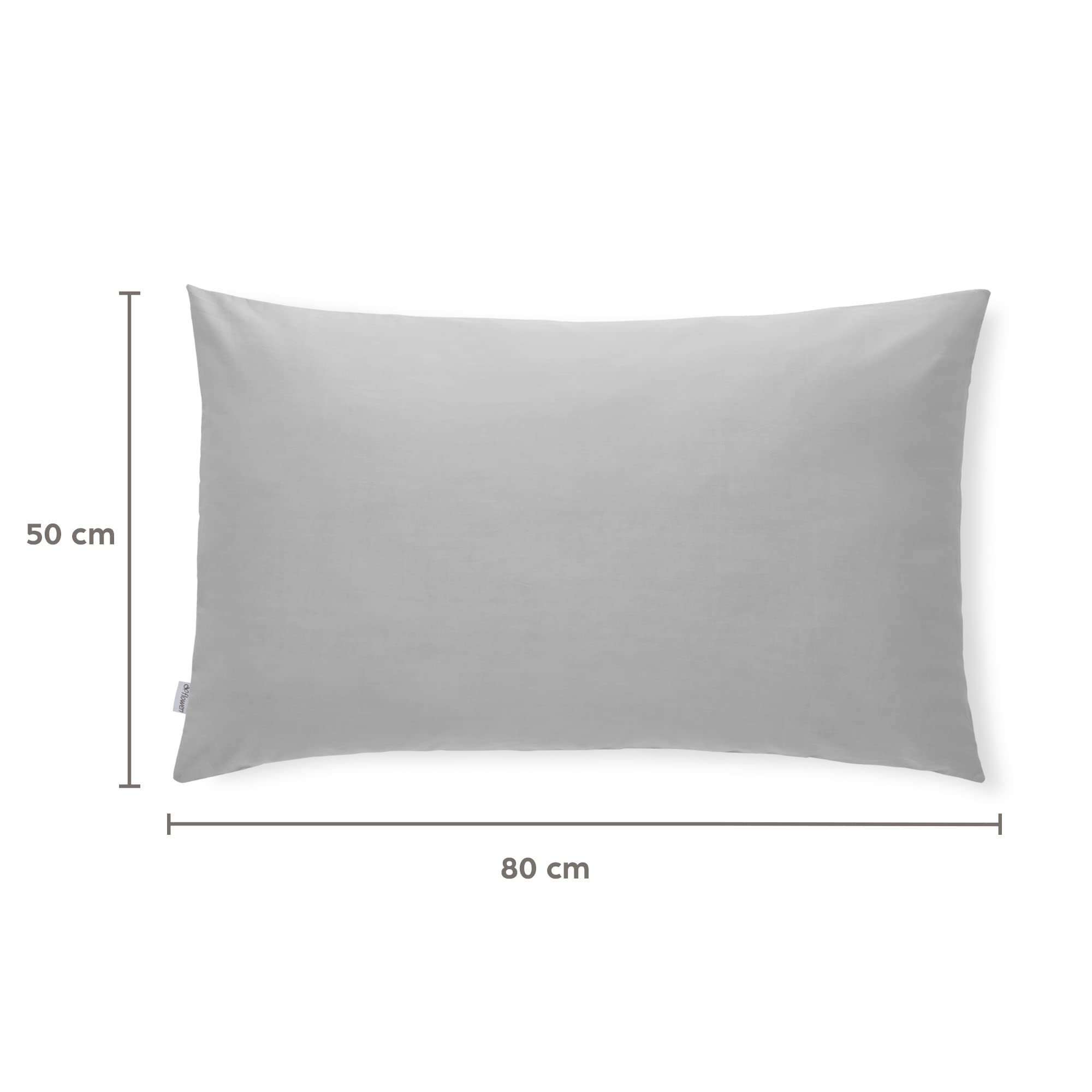 Flowen Federe Cuscini Letto Matrimoniale e Singolo 50x80 Set da 2 Copricuscini in Microfibra Fodere Lavabili e Resistenti 50 x 80 cm Tessuto 100% Poliestere Traspirante Anallergico Antiacaro