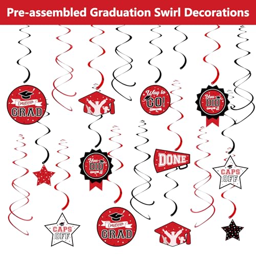 image for DAZONGE Graduation Decorations 2026 Red and Black, 265pcs Disposable T