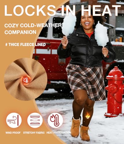Image of MERYLURE High Waist Fleece Lined Tights Women Plus Size, Fake Translucent Winter Warm Pantyhose Thick Thermal Leggings