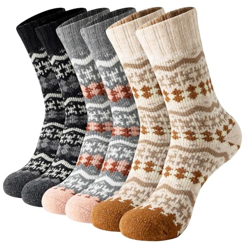 BISOUSOX Calcetines de Lana Merino Mujer Calcetines Gruesos Invierno...