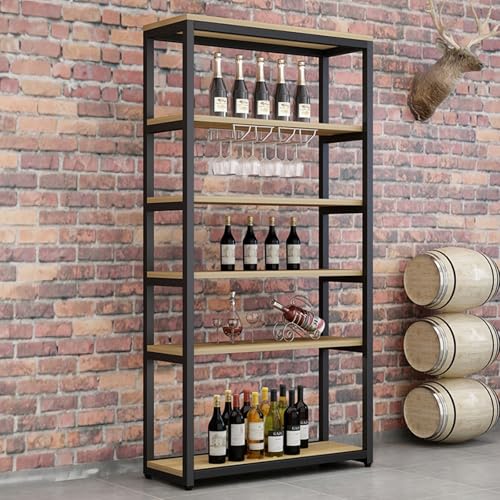 Soporte para botellas de vino de 5 niveles color marrón claro miniatura 3