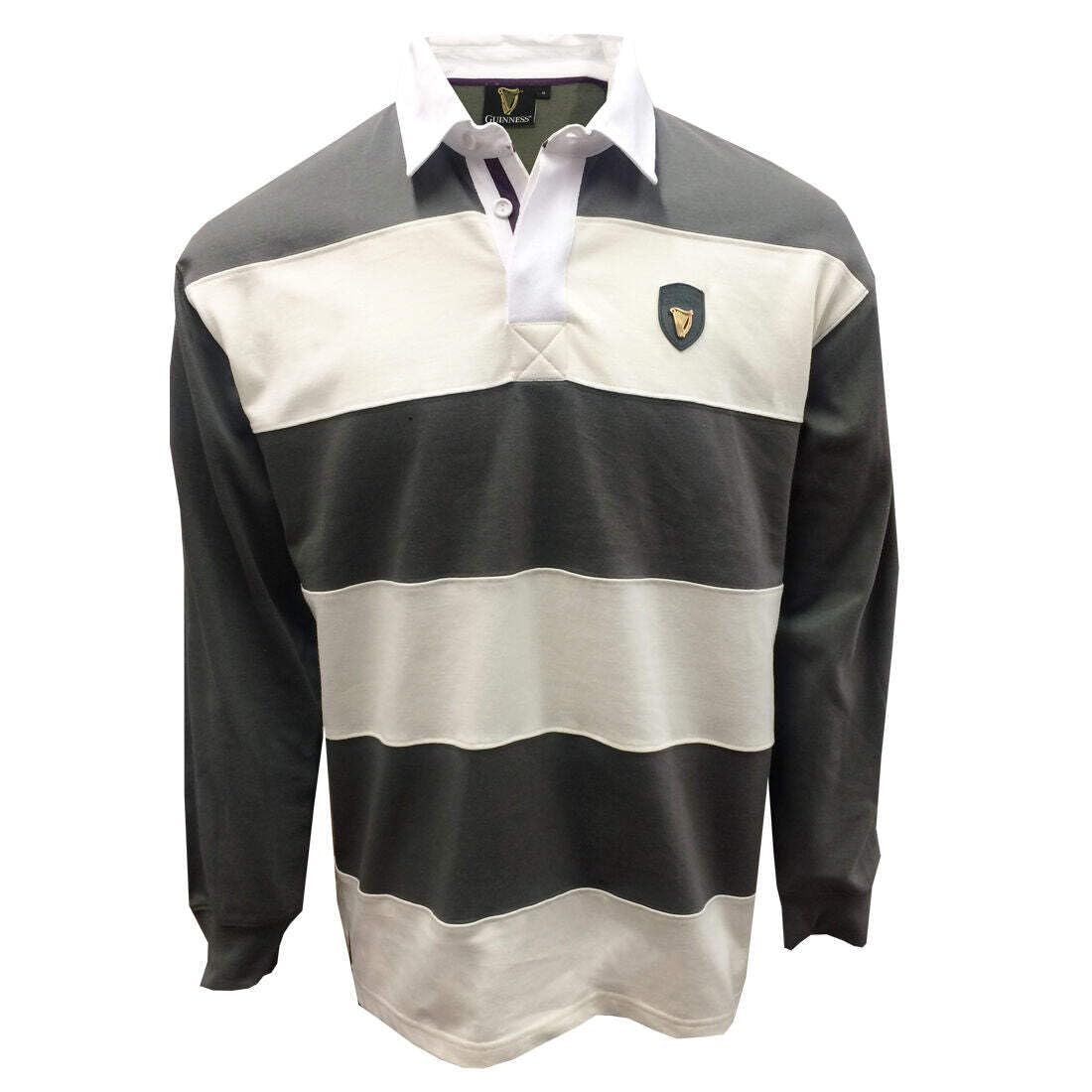 Guinness Langärmliges Rugby-Shirt mit Metallabzeichen in Zinn/Creme