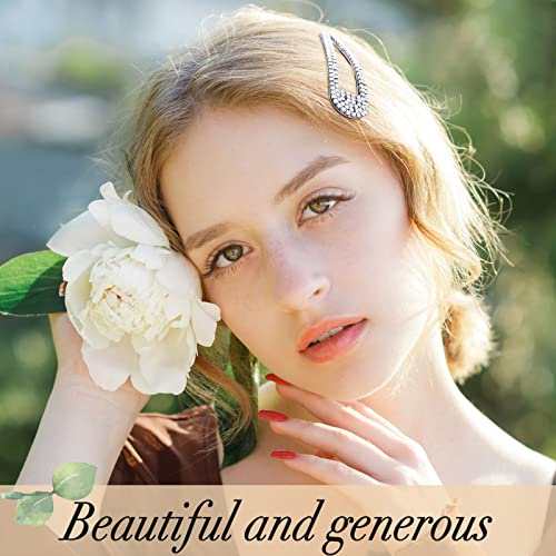 Kanprincess 2Pcs 3.1Inch Rhinestone Hair Clips,Snap Hair Clips,Silver Hair Clips,Rhinestone Hair Accessories, Hair Barrettes For Women Girls Bridal,Wedding,Party,Prom(Silver) #TOP3