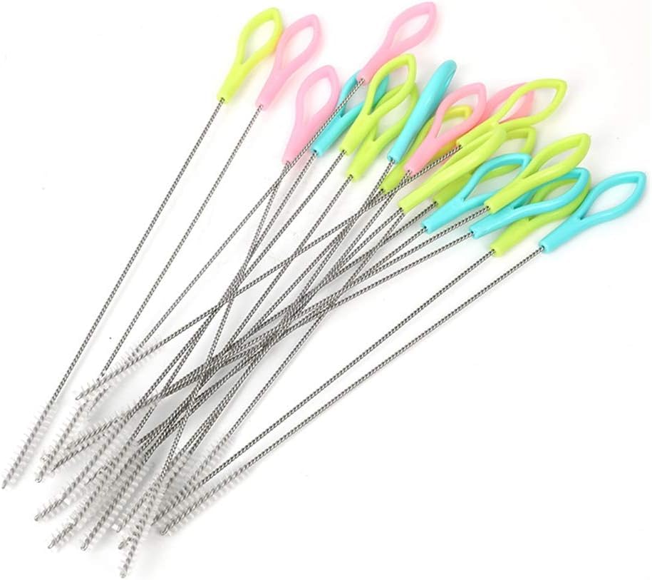 10Pcs Multicolor Metal Straw Cleaner Brush, Stainless Steel Long Cleaning Brush with Nylon Bristles Household Cleaning Brushes for Cleaning Water Bottles, Straws, Smoothie Tumblers, Tubes