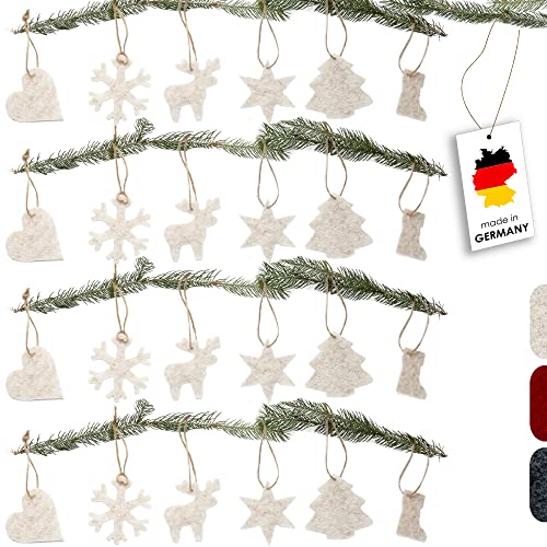 Christbaumschmuck Filz 24-teilig - Made in Germany- Weihnachtsbaum Schmuck Set aus upcycling rPET-Filz - Baumschmuck Filz - Christbaumanhänger Filz easy and green® (Beige) Cover