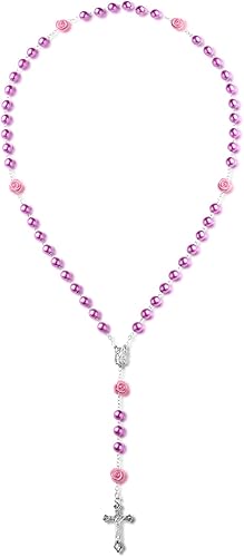 Miniatura 2 de UILZ Rosario católico para mujer, hecho a mano, de madera, católico, rosay con cruz de crucifijo de Jesucristo, cuentas de rosario de madera