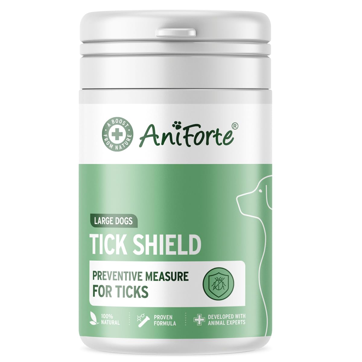 AniForte Tick Shield para Perros (35 a 50 kg) 60 cápsulas. Producto 100% Natural. Complejo de Vitamina B Que Actúa como Escudo Anti-Garrapatas y Parásitos