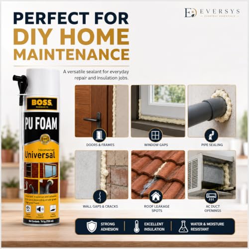 Image of PU Foam Spray Sealant for Gap Filling & Leak Repair | Expanding Foam Spray for Doors, Windows, Pipes & AC Ducts | Waterproof Gap Filler for Roof Leakage, Wall Cracks & Home Insulation
