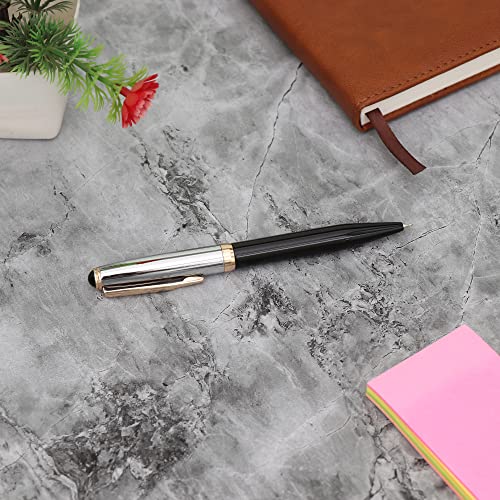 Image of Personalised Metal Pen with Name, Logo, Pack of 1 (Black Golden Retro)