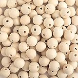 150pcs 25mm Wooden Beads Natural Unfinished Round Wood Loose Beads Wood Spacer Beads for Craft...