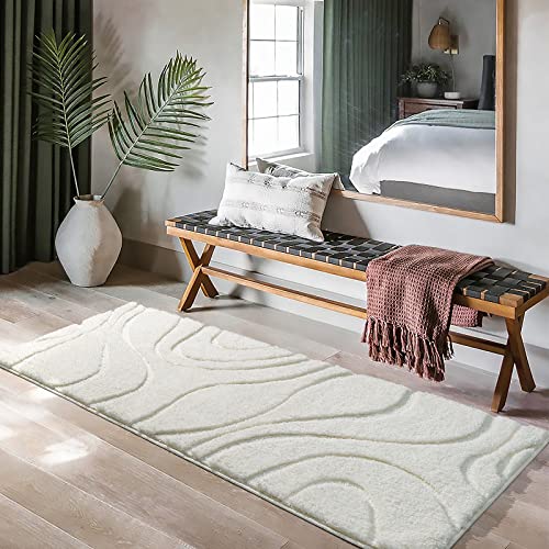 Dexde Bathroom Rugs Runner 24 X 60 Inch, Extra Long Bathroom Rug Non-Slip, Machine Washable Bath Mats Rug, Cream White Soft Carpets For Bathroom Shower #TOP1