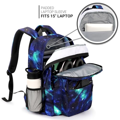Image of ZORFIN 26L Backpack for College, and Travel: Water Resistant Bookbag - Cyberspace Galaxy