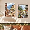 QUITEDEW Paint by Numbers Kit for Adults,2 Pack Paint by Number Kits for Beginner,Town Oil Painting for Adults in Colorful Box Garden Art Crafts for Home Decor 11.8x15.7 Inch. #3