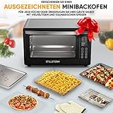 Stillstern Minibackofen mit Umluft (35L) Deutsche Version, 2x Backblech, Ofenhandschuhe, Rezeptheft, 13 Programme, LED-Display, Timer, Drehspieß, 1600W - 7