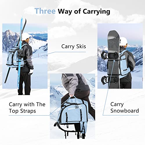 Morxplor Ski Boot Bag Backpack, 60L Padded Ski Gear Bag & Snowboard Boot Bag,Large Capacity Waterproof Ski Travel Bag & Ski Boot Travel Backpack For Helmet,Goggles,Gloves,Skis,Snowboard Gear #TOP5