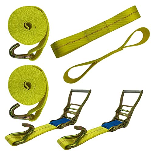 Ratchet Straps， 2" X 17' Heavy Duty Straps Load Up To 10000Lbs Cargo Straps For Heavy Duty ，Double J Hooks Straps For Trucks For Moving Appliances, Lawn Equipment And Motorcycles #TOP5