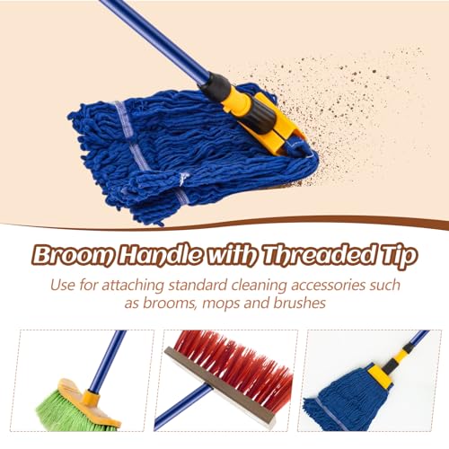 Image of Gisafai 46.5 Inch Broom Handle with Threaded Tip,Blue,20 Pcs