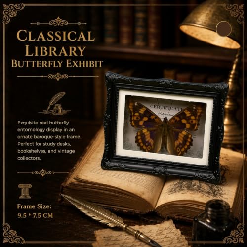 1Pcs Real Butterfly Framed Handmade, Taxidermy Butterfly Shadow Box Collection, Framed Butterfly Taxidermy for Oddities and Curiosities Gifts Tabletop Ornaments (#14-butterfly Specimen+photo Frame) — view 5