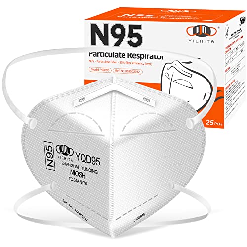 N95 Mask NIOSH Approved 25-Pack, Particulate Respirator N95 Face Masks Universal Fit – Individually Wrapped