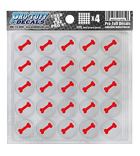 Pro-Tuff Decals Bone Award Decals 20 mil Vinyl 1-1/8" Diameter (100 Decals) Dog Bones (Red on Clear)